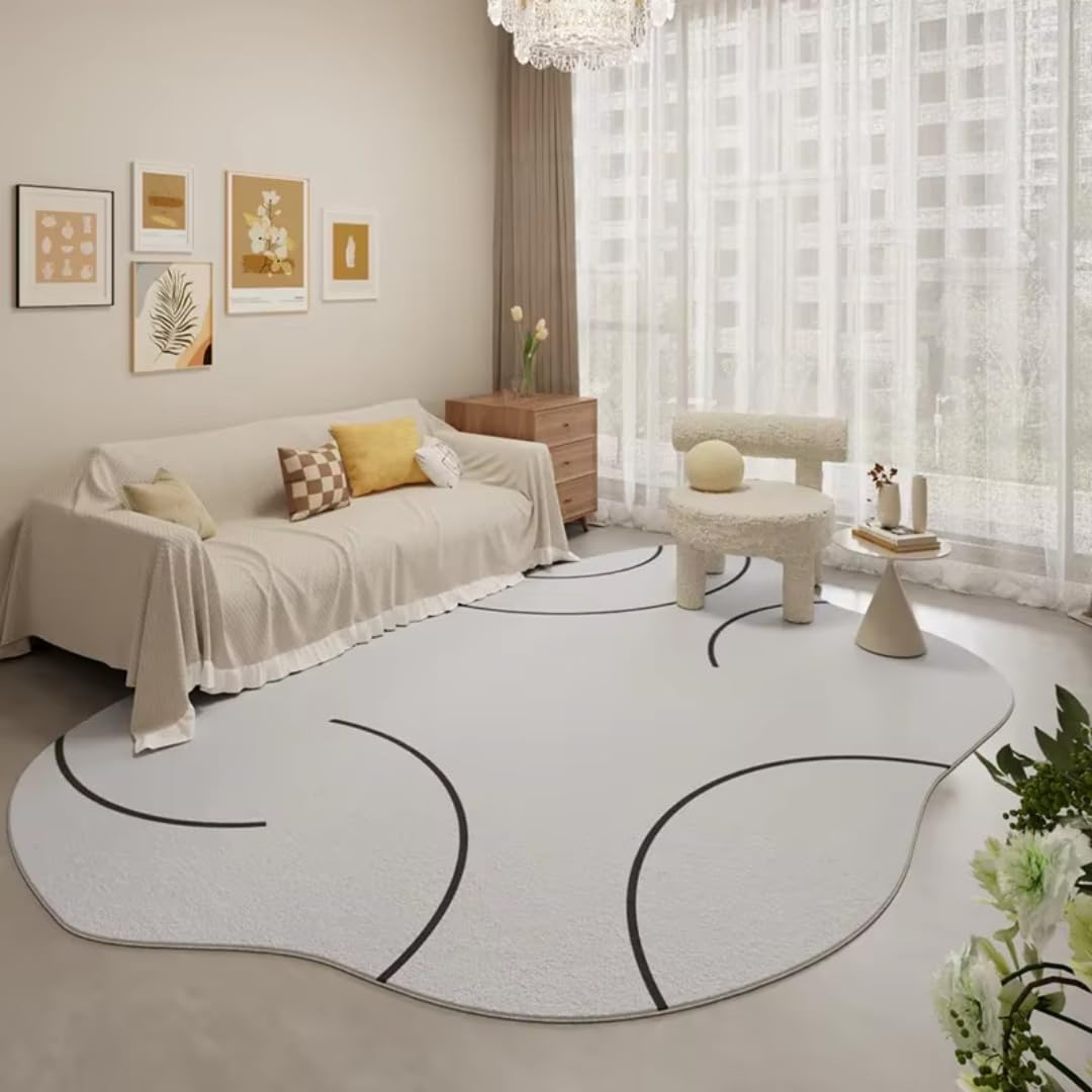Dywany w stylu kremowym do sypialni, puszyste, miękkie dywaniki podłogowe w minimalistycznym stylu, dekoracja salonu, gruby, pluszowy dywanik nocny (200 x 250 cm/wys.)