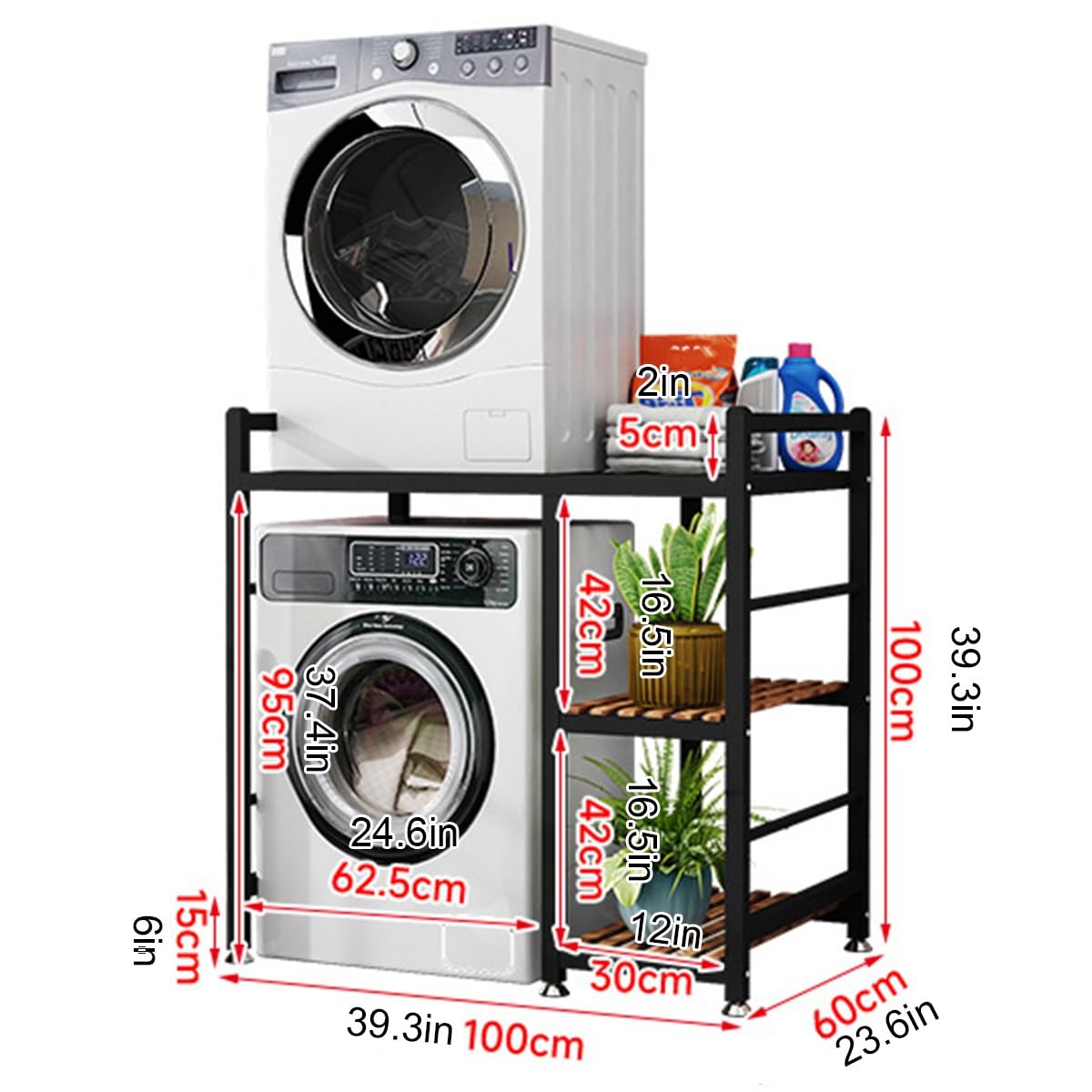 Lavatrice Scaffale A 3 Ripiani,Supporto Lavatrice Asciugatrice,Tamburo Lavastoviglie Ripiano Di Stoccaggio,Mobiletto Sopra Lavatrice,Supporto Asciugatrice Sopra Lavatrice,Per Bagno, Lavanderia(Black-A