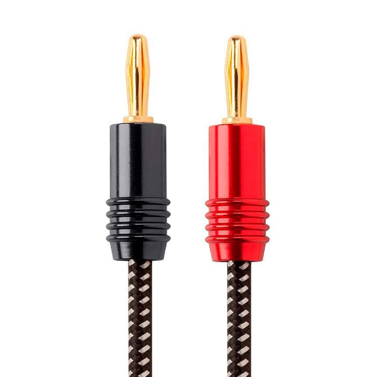Monoprice Premium Braided Speaker Wire 14AWG - 6 Feet - 4 Pack | With Gold Plated Banana Plug Connectors - Affinity Series
