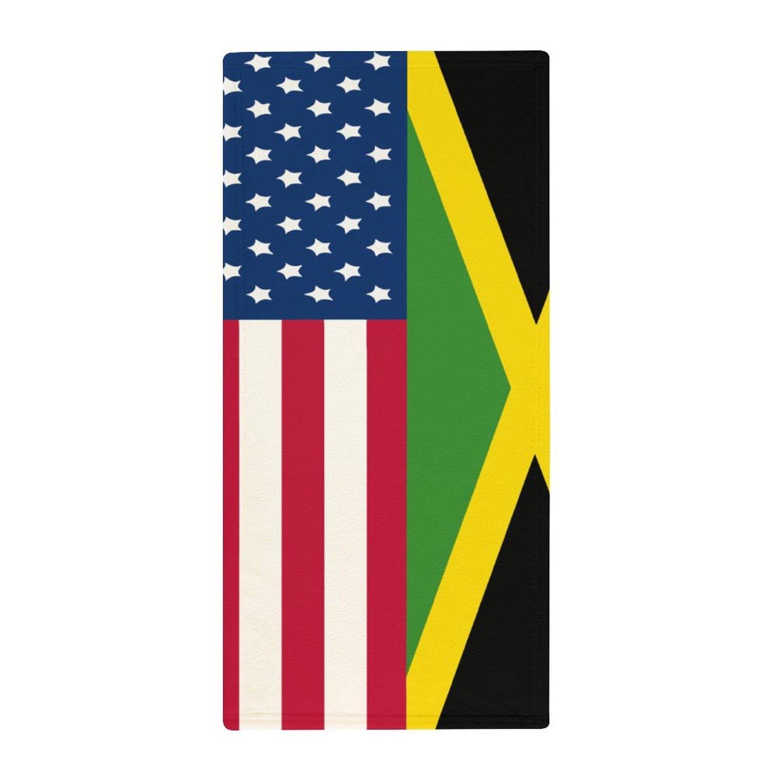Anceky Premium Quick-Dry Bath Towels, American Jamaican Flag Ultra Soft Hand Towels for Travel, Gym & Hotel Essentials