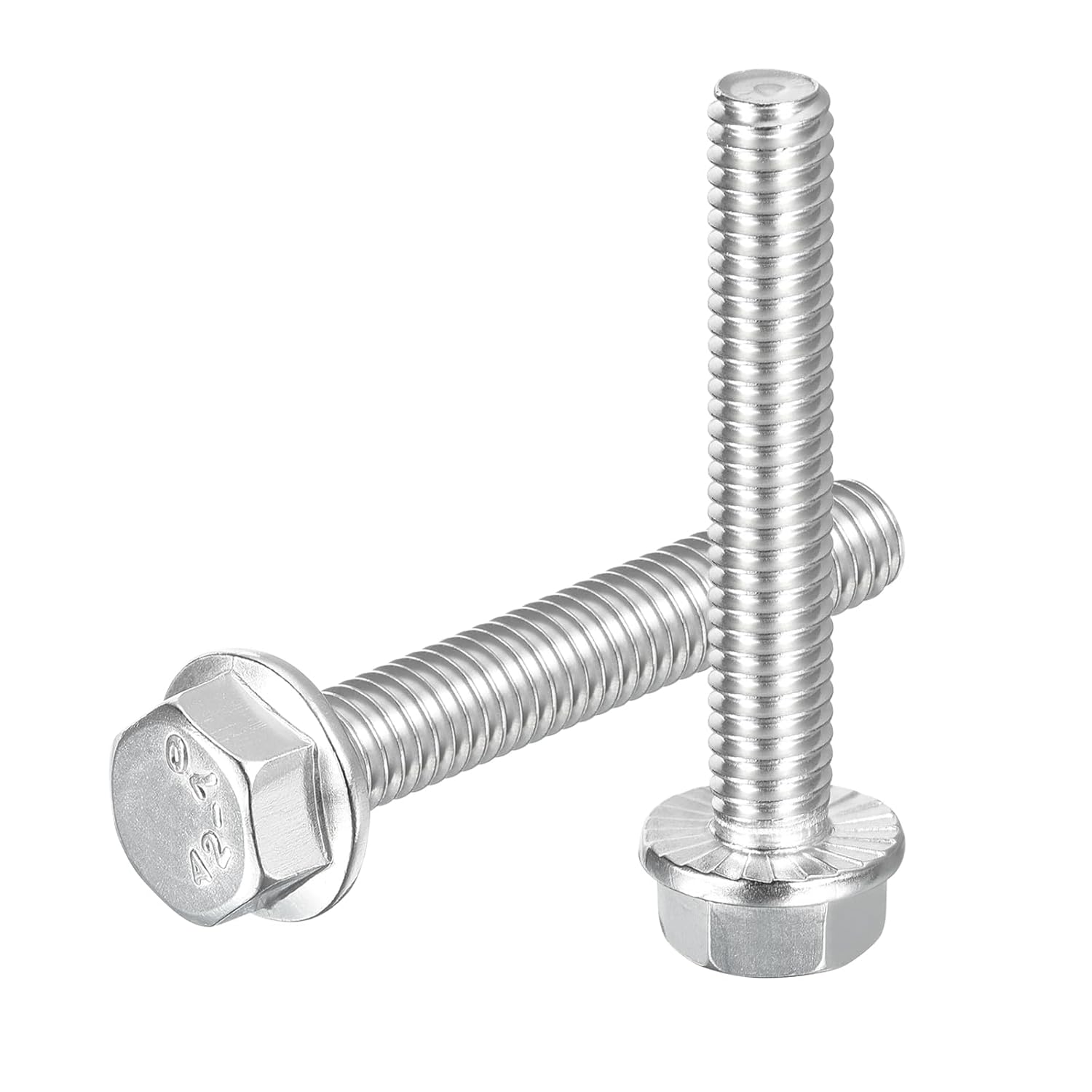 uxcell 25Pcs 5/16-18 x 2" Flanged Hex Head Bolts, 304 Stainless Steel Flange Hexagon Screws, Flange Hex Drive Screws 5.8 Grade for Machinery Industry Home Appliances, Silver