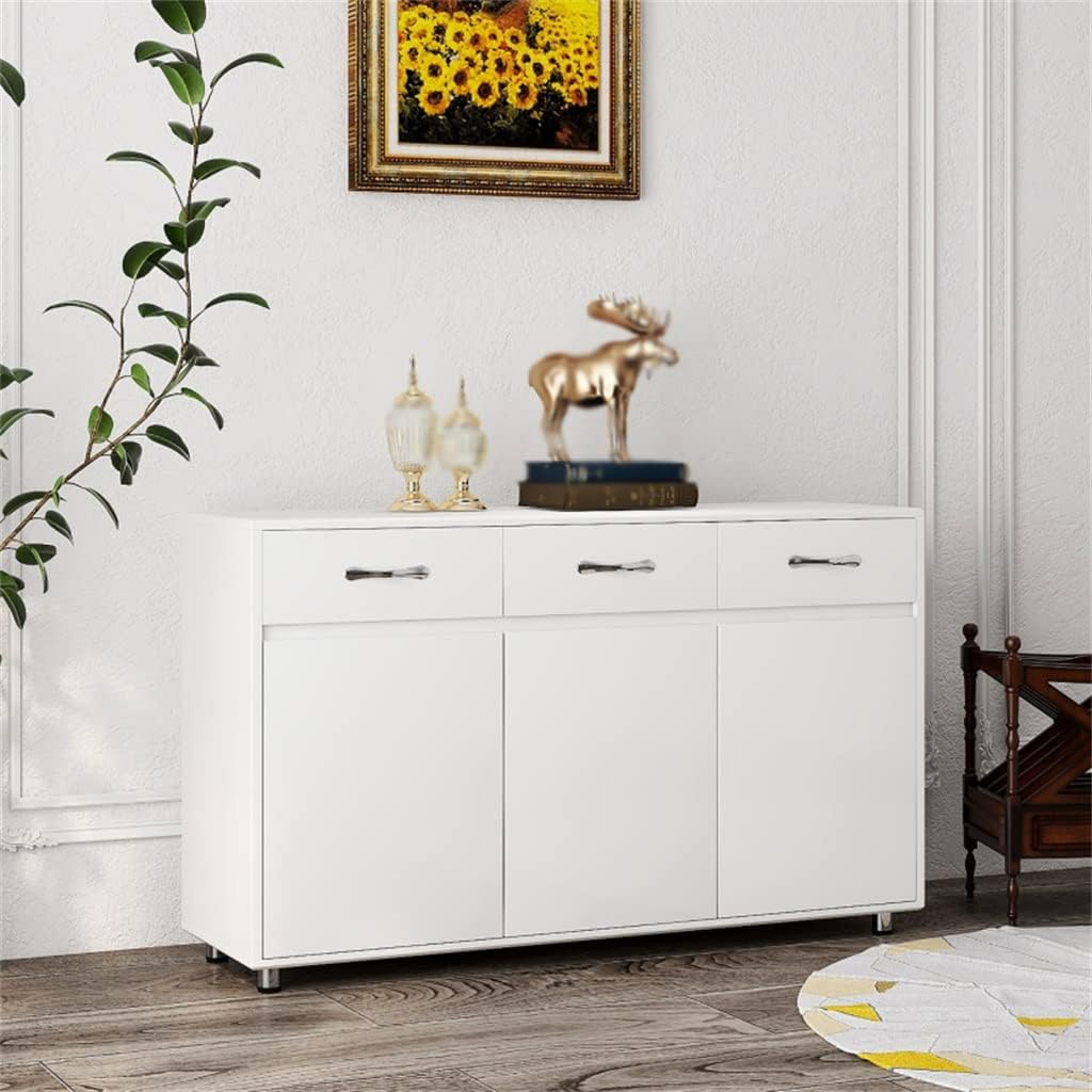 52 Inch Large Sideboard Set 3 Door Buffet Easy to Assemble, Suitable for Living Room Home Decor and Storage (D As Shown)
