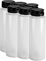 Vista 7 de Pinnacle Mercantile Botellas de condimento de plástico fáciles de apretar con tapa superior roja de 8 onzas, juego vacío 12