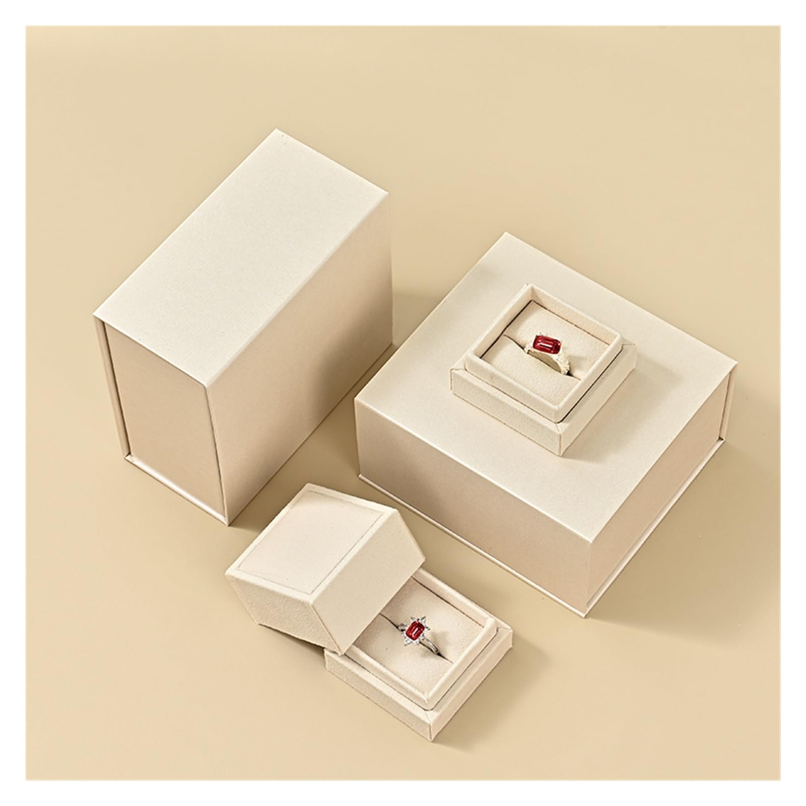 Boîte à bijoux en velours Boîte à bagues avec couvercle, boîtes bijoux magnétiques