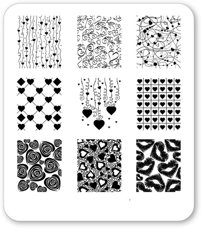 Winstonia Nail Art Stamping Plate Romantic Valentine's Kisses and Love Manicure Designs - All My Heart