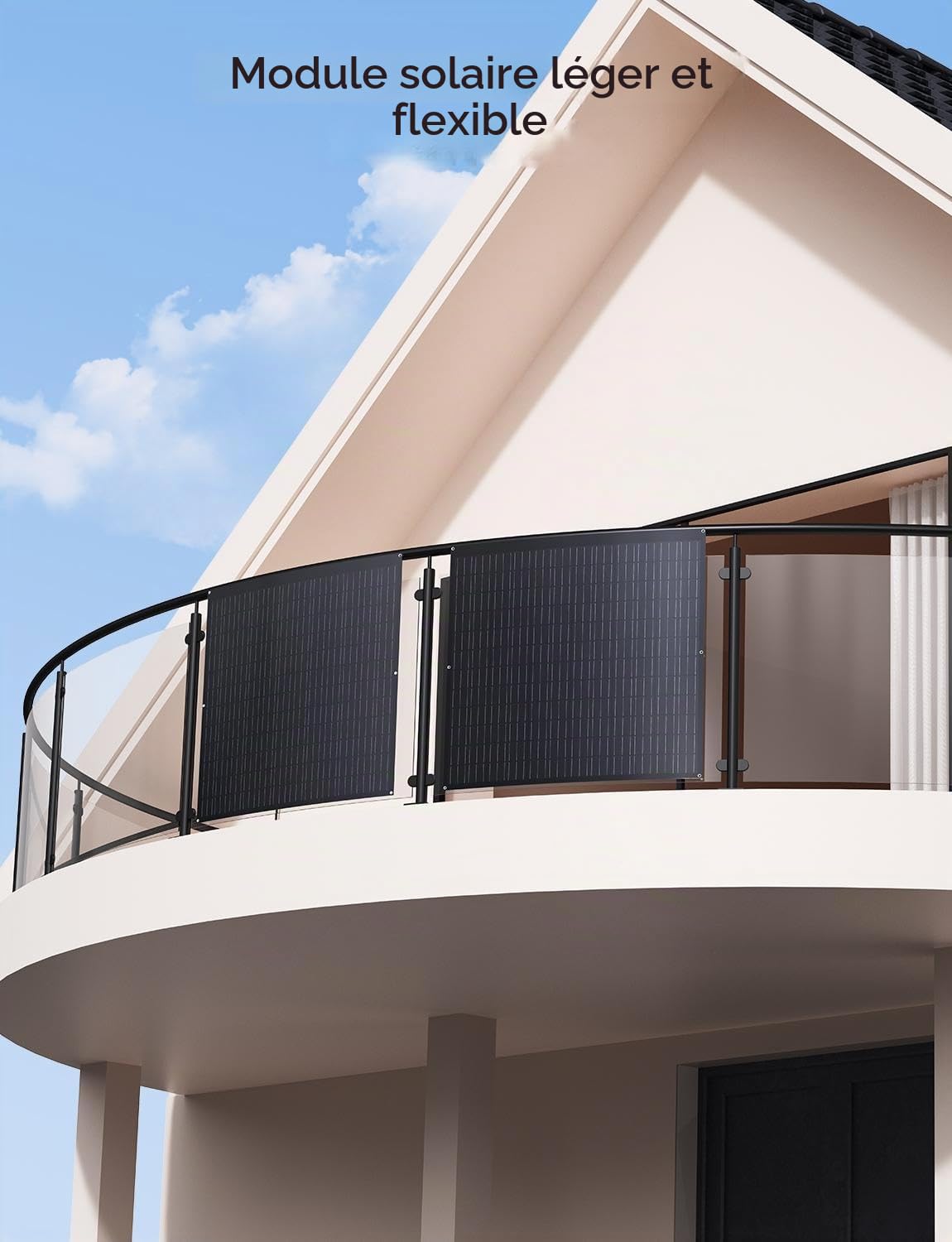 Système Solaire pour Balcon 480W, 2 Panneaux Flexibles 240W, Rendement 18%, Kit Prêt à l'Emploi