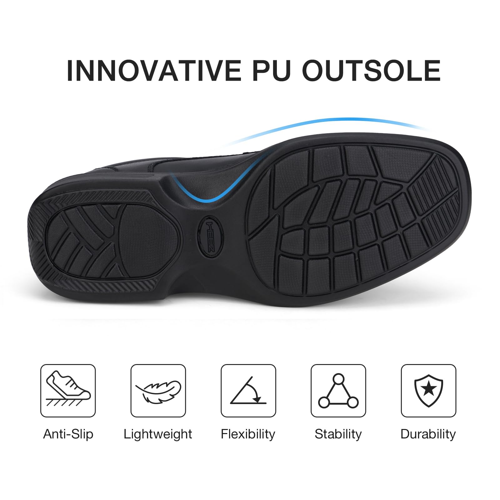 HEEZ Scarpe Eleganti Uomo Scarpe Stringate Oxford Classico Scarpa Pelle Derby Traspirante Comode Punta Quadrata per Business Formale Lavoro Sposa