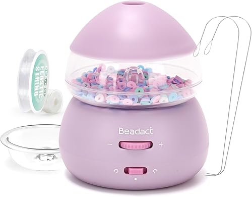 Beadact Girador eléctrico de cuentas, girador de cuentas a batería, hilador de cuentas de semillascuentas de arcilla con 2 agujas de cuentas para