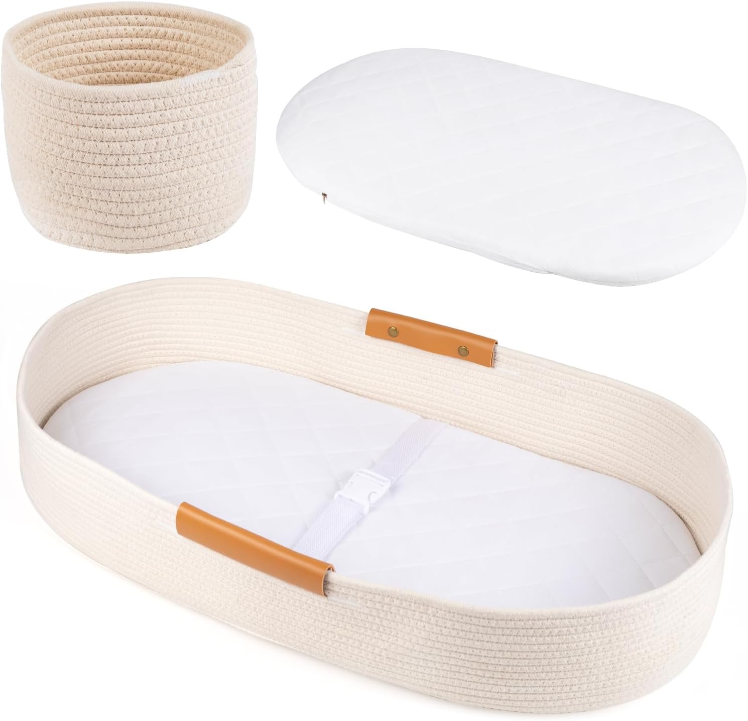 Baby Changing Basket With Waterproof changing pad, 29.5 x 16.5 in Portable Diaper Changing Pad with Storage basket, Infant Travel Station Kit, Easy to Clean, Gift for Newborn Girl & Boy