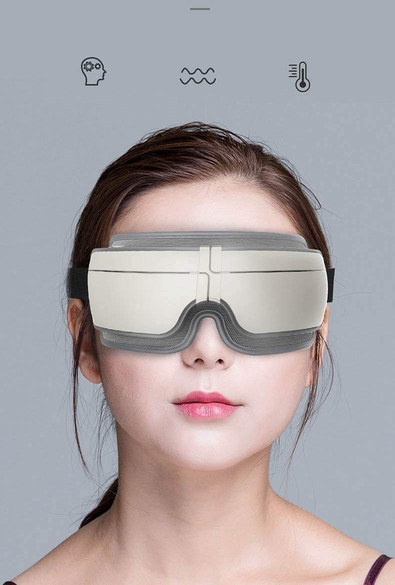 Massager de ojos con calor, vibración, presión de aire Bluetooth inalámbrico Música recargable 4 Modos de trabajo Masajeador de terapia de ojos para aliviar Fatiga ocular Dark Circles Ojos secos