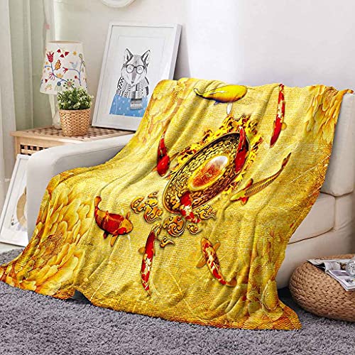 Couverture flanelle poisson doré 150x200 microfibre de luxe