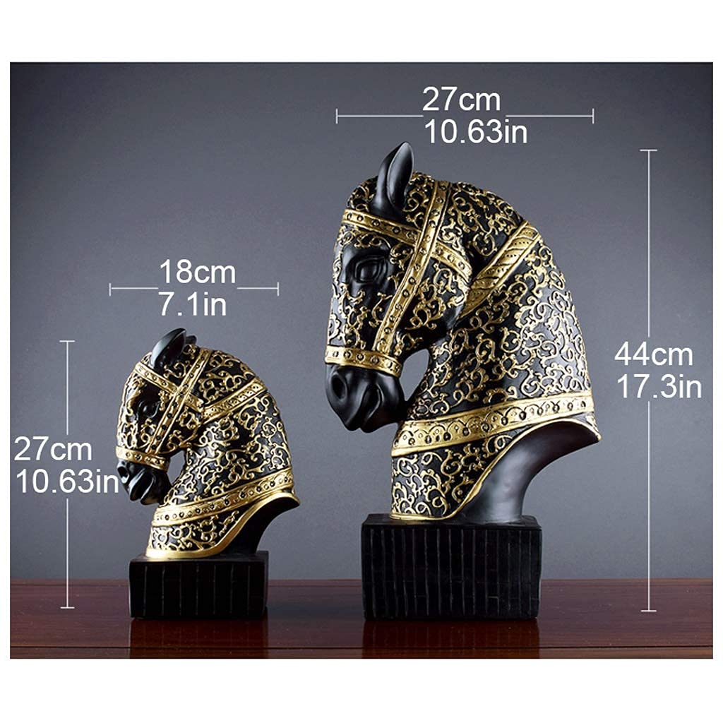 Statuetta Scultura Testa di Cavallo Oggetti in Resina per libreria Ufficio Soggiorno Accessori per la Decorazione del Desktop di casa Opere d'Arte squisite (Size : Small) Ornamenti