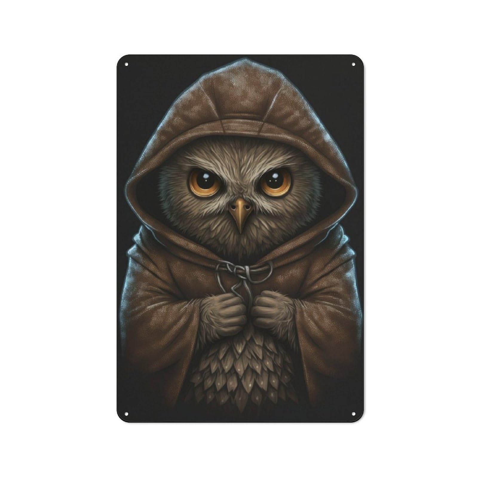 Junmoney Hoodie Angry Owl Tin Wall Plaque 30X20cm With For Hobby Room Or Studio, For Metal Sign Collectors, For Kitchen And Home Bar Decor