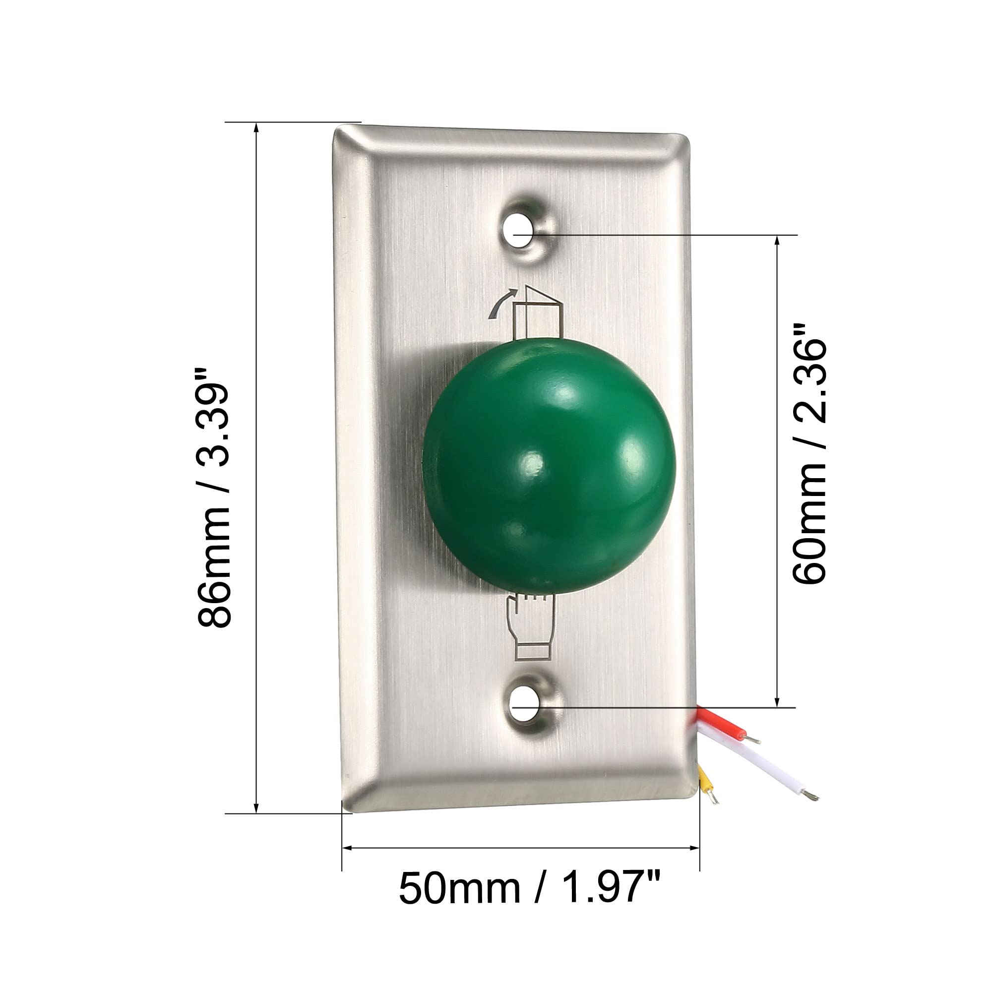 Bouton de déverrouillage de Porte, Bouton Poussoir for Sortir, Interrupteur NO/NC/COM réinitialisable for Panneau de contrôle d'accès, 86mm x 50mm, 12V 3A, en Acier Inoxydable