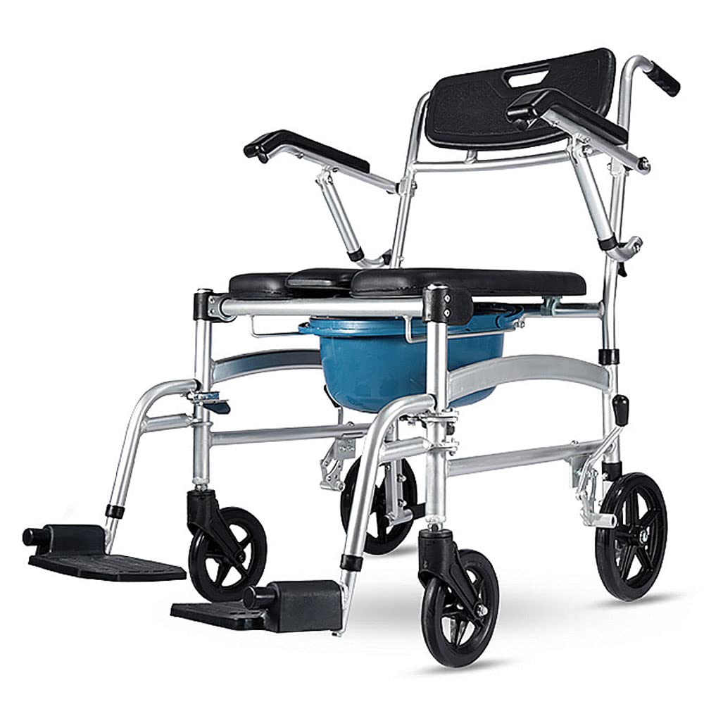 Gthtuhfd B Elderly Toilet Chair, Rehabilitation Foldable Aluminum Alloy Ath Chair With Wheels