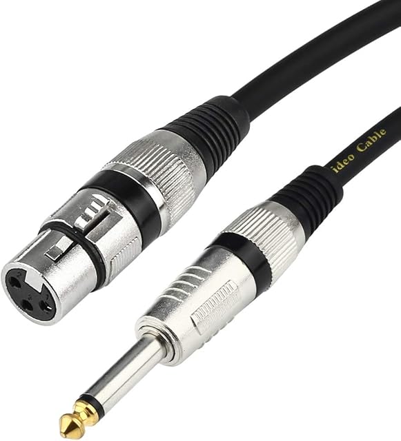 TISINO XLR to 6.35mm Jack Microphone Lead, XLR Female to 6.35mm(1/4 inch) TS Mono Mic Lead Mic Cord for Dynamic Microphone - 2m