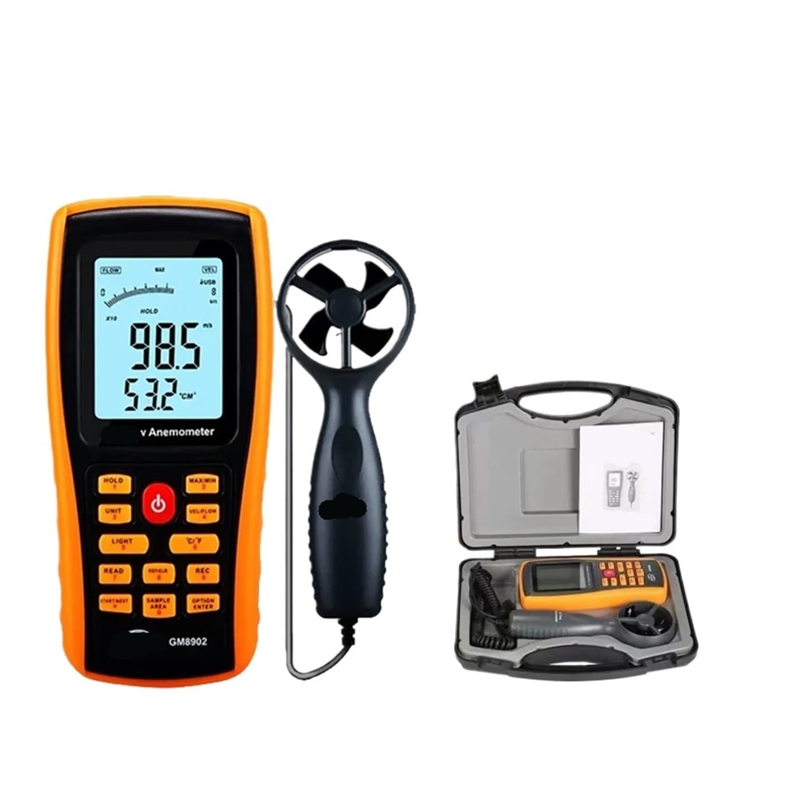 Anémomètre GM8902 de 0,3-45 m/s à haute sensibilité pour flux d'air - 5