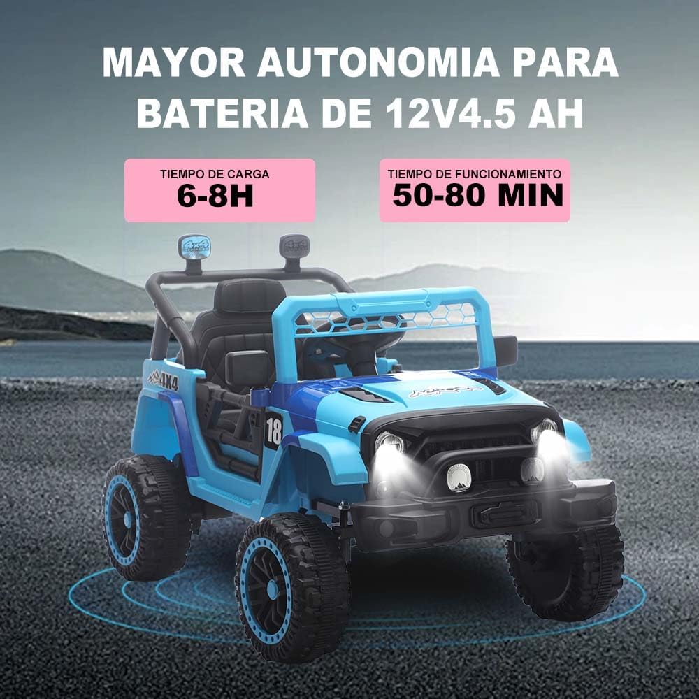 12V Kids Car, 4x4 Electric Car for Kids with Remote Control, LED Lights & Music, Off-Road Ride On Toy Car Gift for Boys Girls 3+ Years Old (Blue)