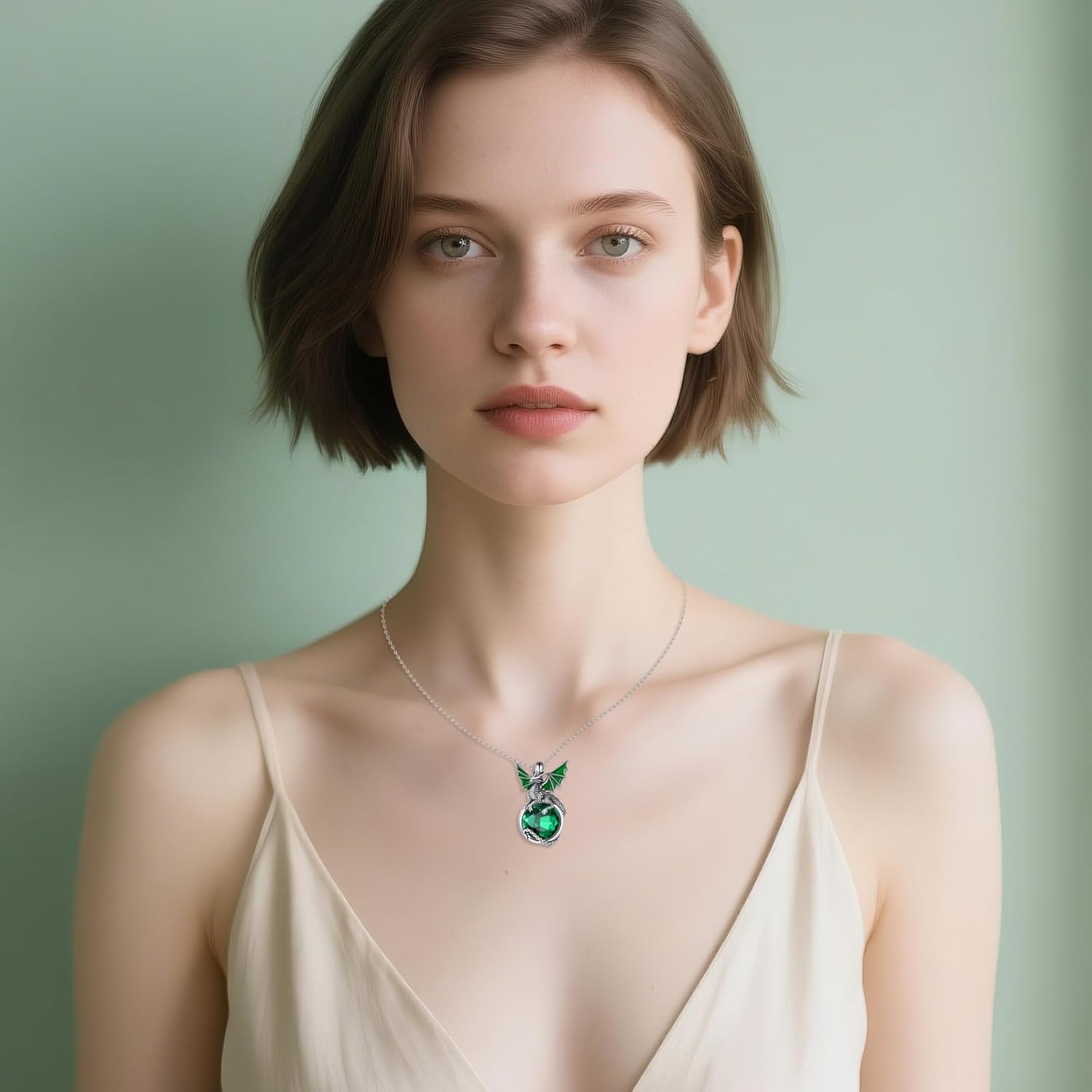 Birthstone Dragon Necklace Sterling Silver Dragons Pendant Animal Jewelry Birthday Gifts for Women Men - Image 2