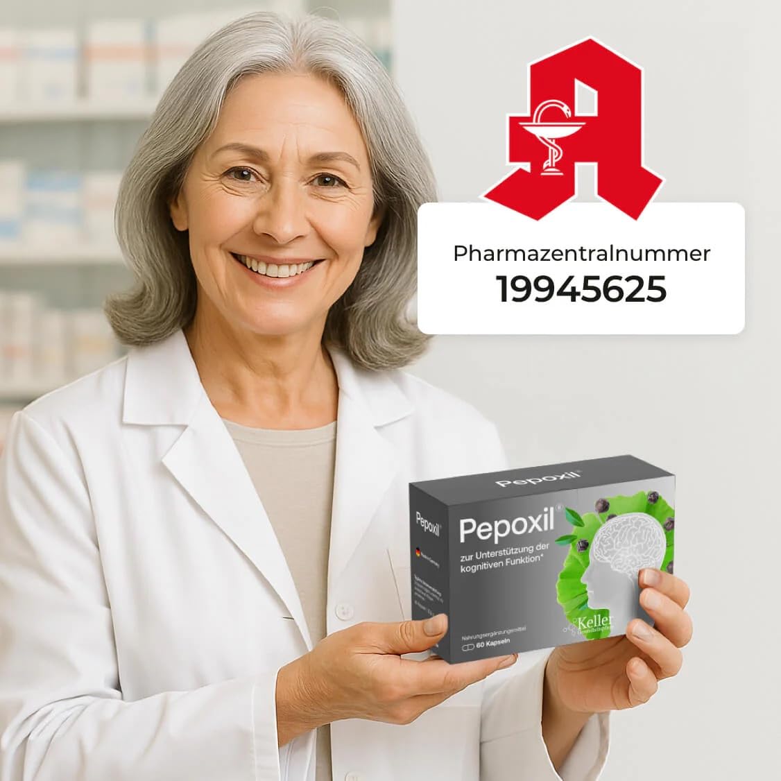 PEPOXIL zur Unterstützung kognitiver funktionen I 60 Stück Hochdosiert mit Nattokinase I fermentierte Sojabohnen, Ginkgo Biloba, Ginseng & Timut Pfeffer-Extrakt - Pflanzliche Rezeptur, PZN 19945625