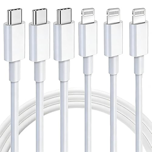 Ximytec Cable USB C a Lightning [certificado MFi] Paquete de 3 cables de carga de iPhone de 10 pies, tipo C, cable de carga rápida compatible con