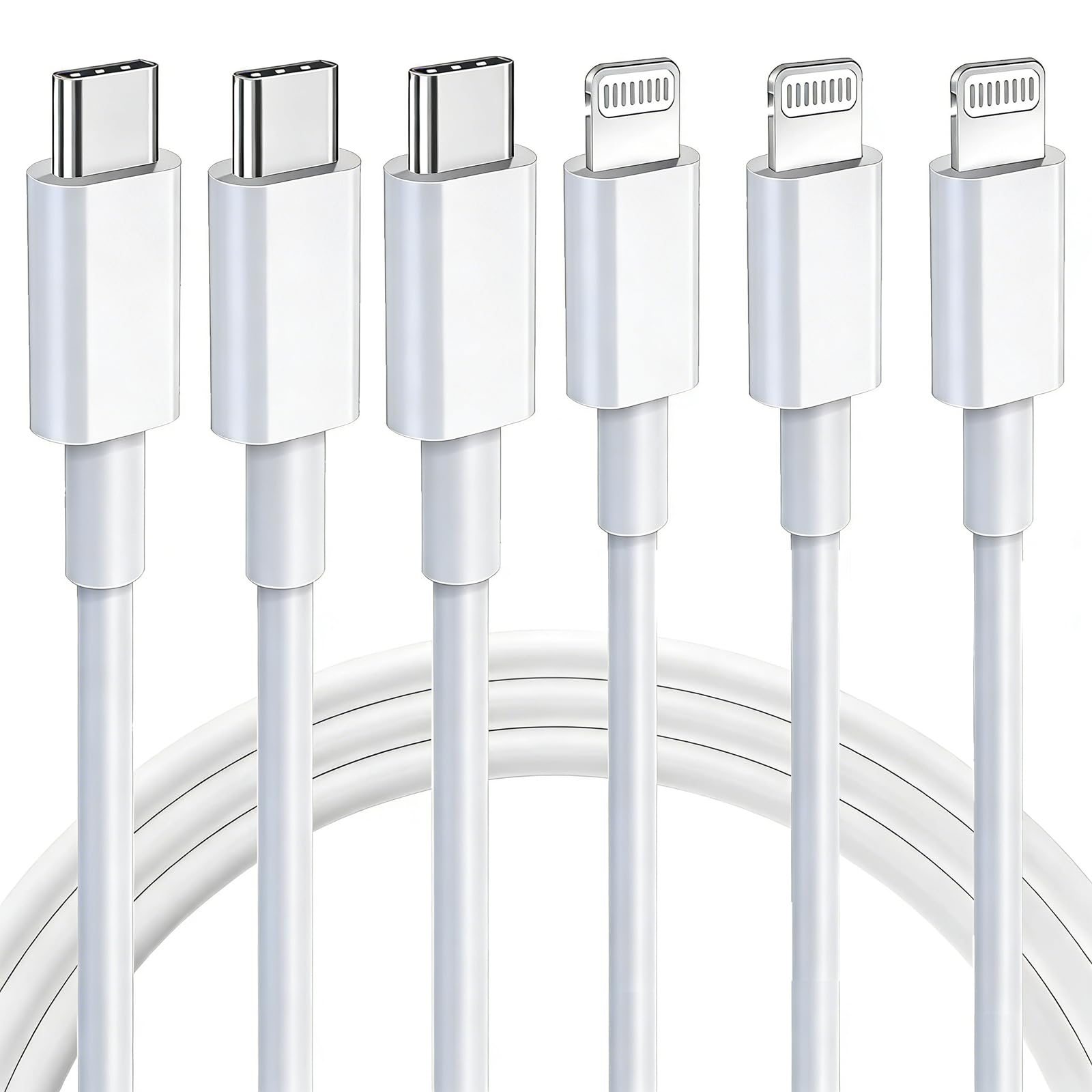 Ximytec USB C to Lightning Cable [MFi Certified] 3Pack 10FT iPhone Charger Cord Type C Fast Charging Cable Compatible with iPhone 14 13 12 11 Pro Max 11 XS Max XR X 8 iPad,White