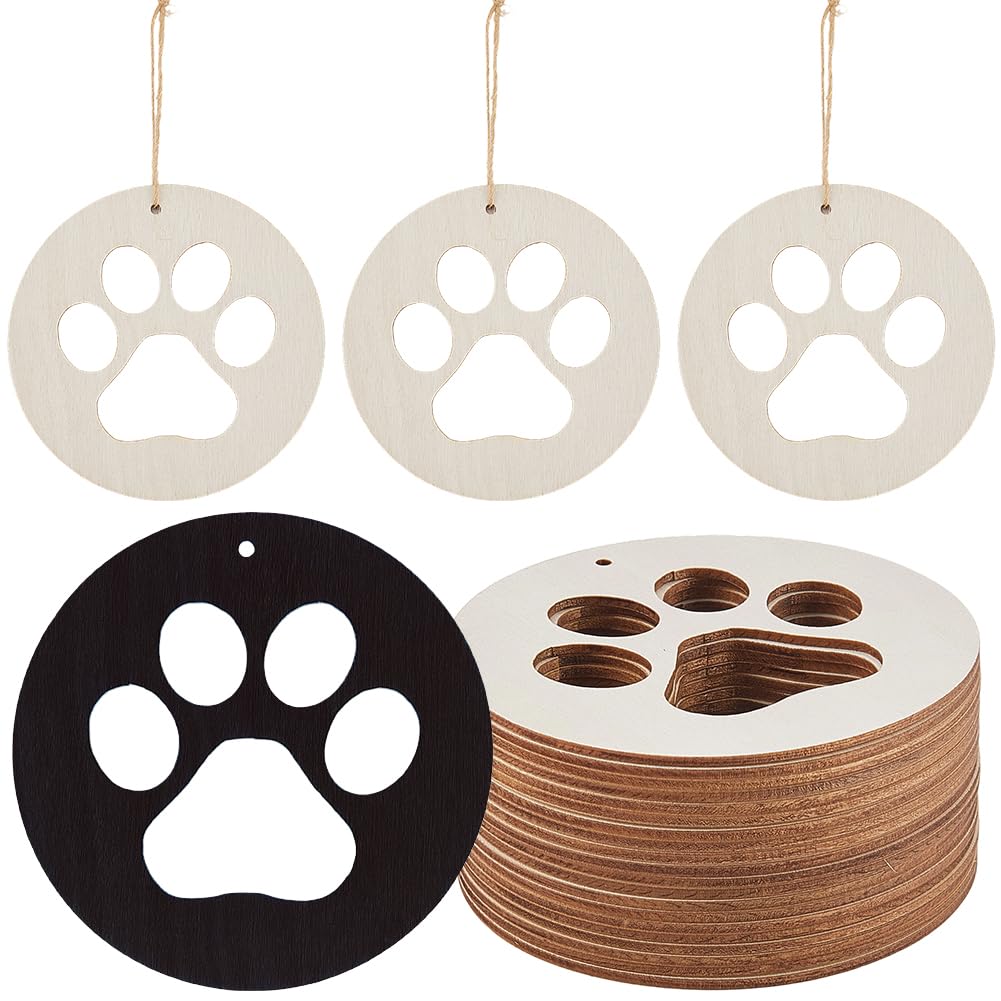 Pendentifs en bois brut patte de chien CRASPIRE x10 pour loisirs créatifs