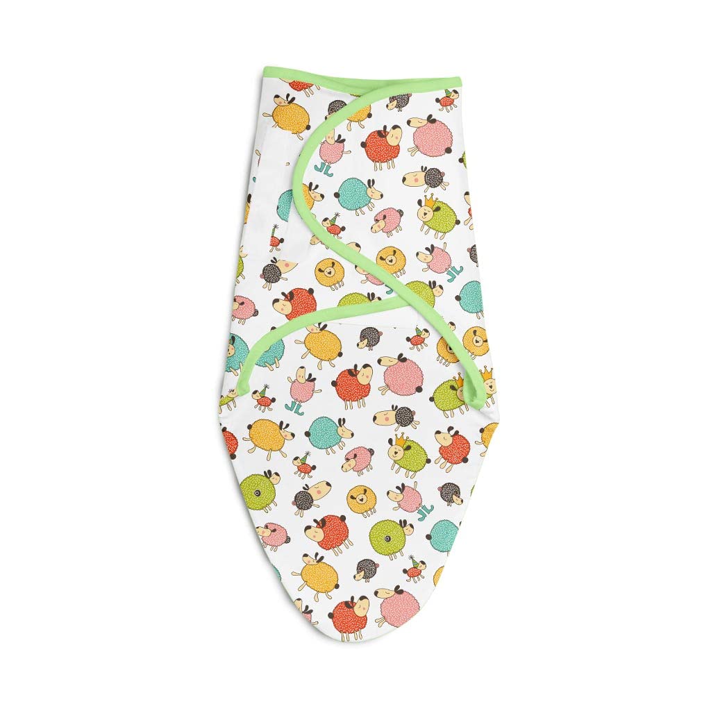 superbottoms Dry Feel Swaddle Wrap for Newborn | SuperDryFeel Layer to Keep Baby Dry | Extra Soft | 100% Cotton | Easy to Wear, Travel-Friendly Wrapper | 0-3 Months, Baby Wrappers | Ba Ba Sheep