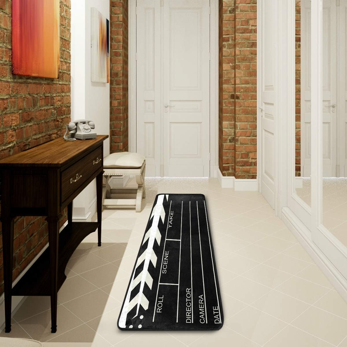 ALAZA Cinema Movie Clapboard Vintage Collection Area Mat Rug Rugs for Living Room Bedroom Kitchen 2' x 6'