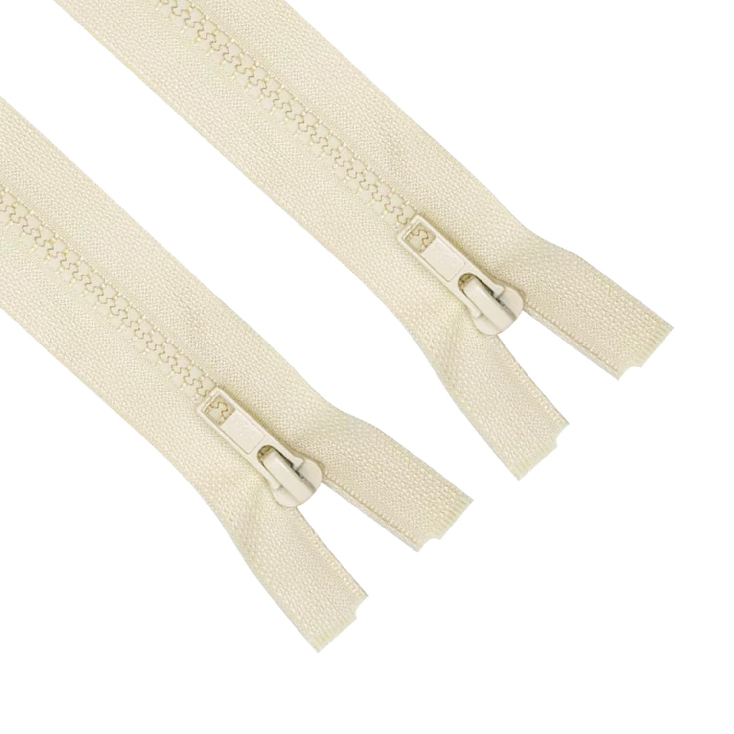 ANPURZII 2PCS #5 12 Inch Beige Separating Jacket Zippers for Sewing Coats, Molded Plastic Bulk Zippers(Beige 12" 2PCS)