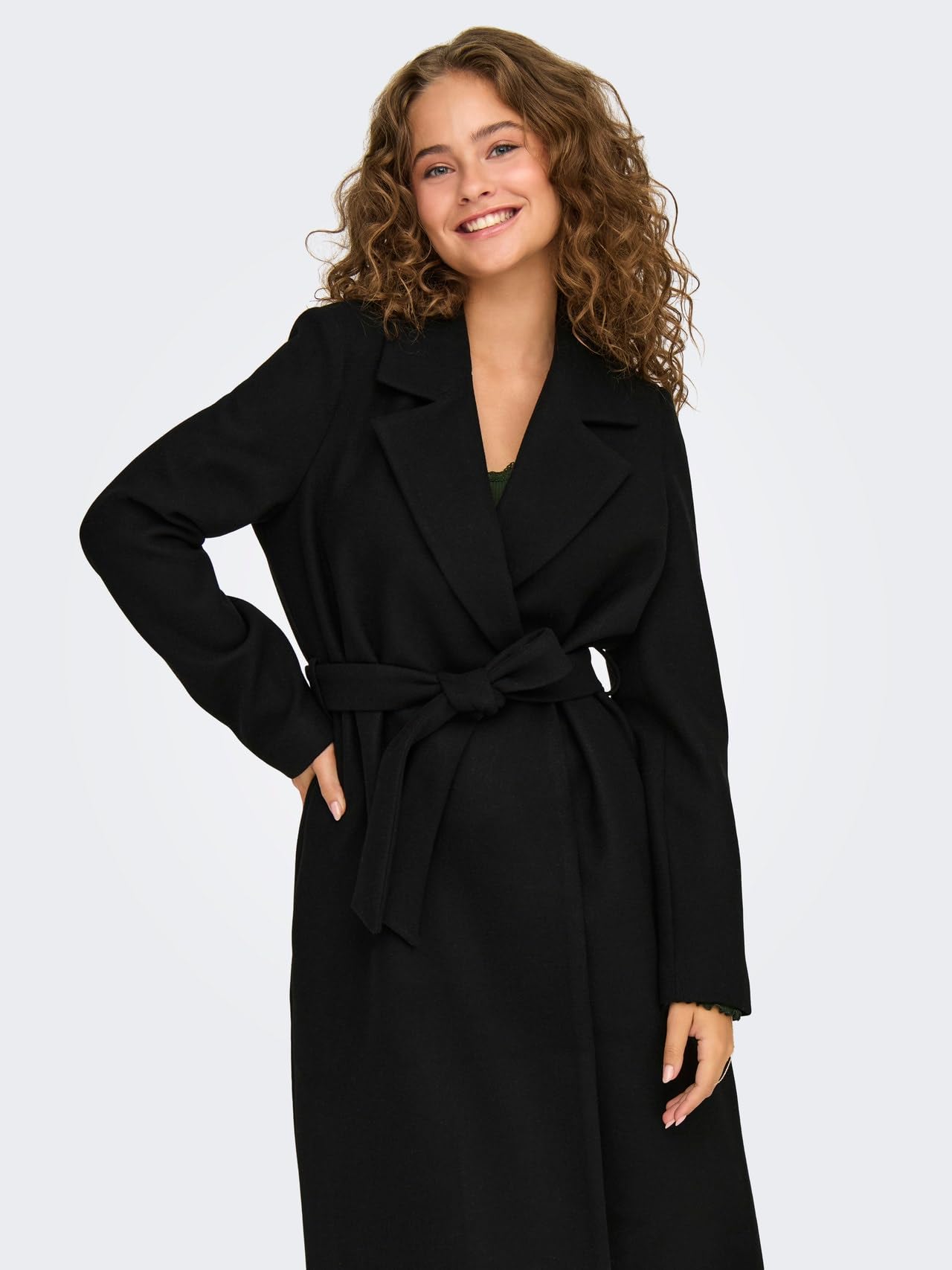 ONLY Onlalvilda Life Wrap Coat OTW płaszcz damski, czarny/szczegół: solidny., M