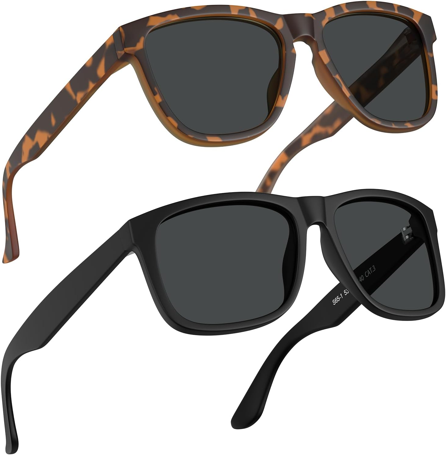 STGATN Square Polarized Sunglasses for Men, 2 Packs in 2 Styles, Matte TR90 Frames, UV400 Protection, No Slip