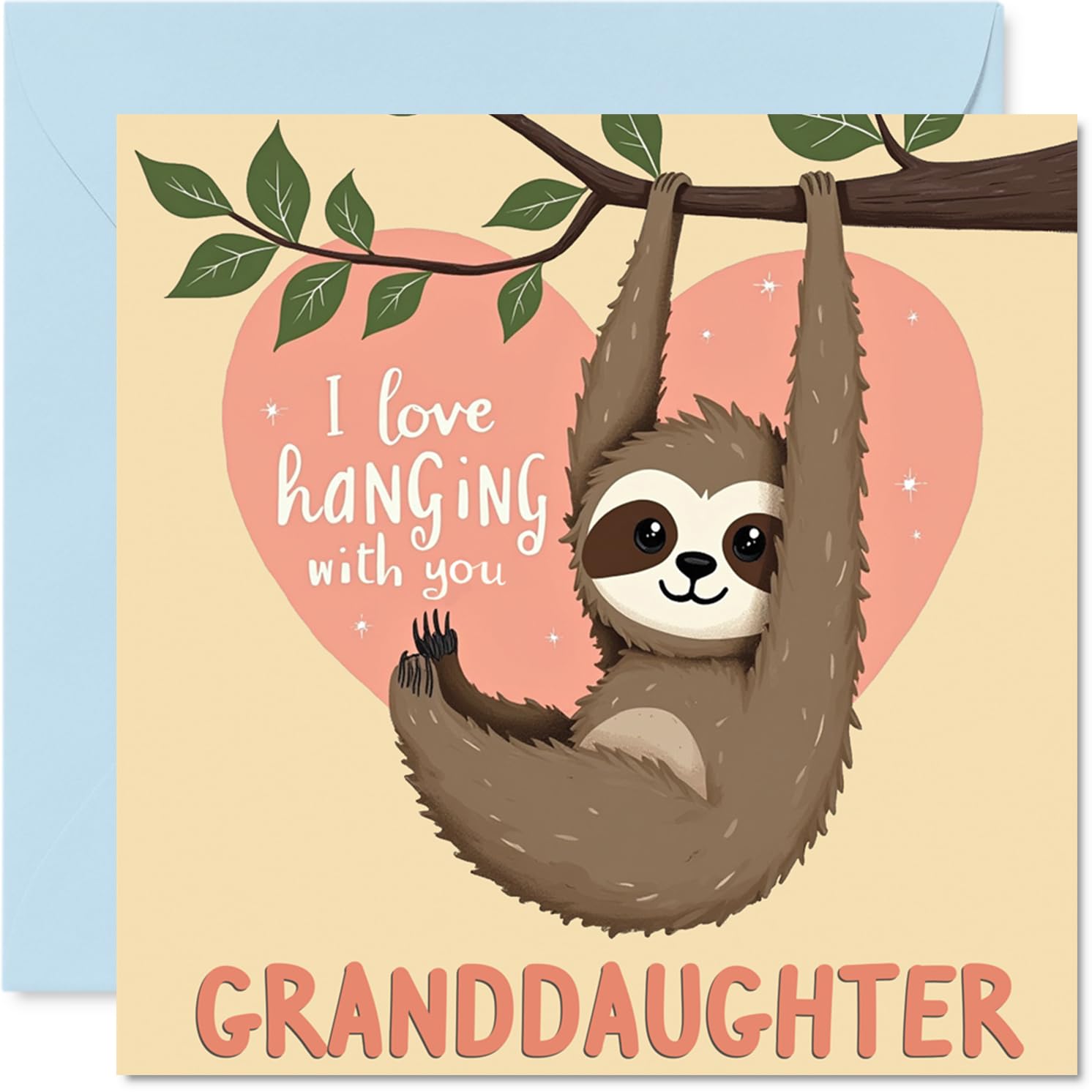 Granddaughter Birthday Card - Sloth Hanging Around - Happy Birthday Card for Granddaughter from Grandpa Grandma, 145mm Bday Greeting Cards