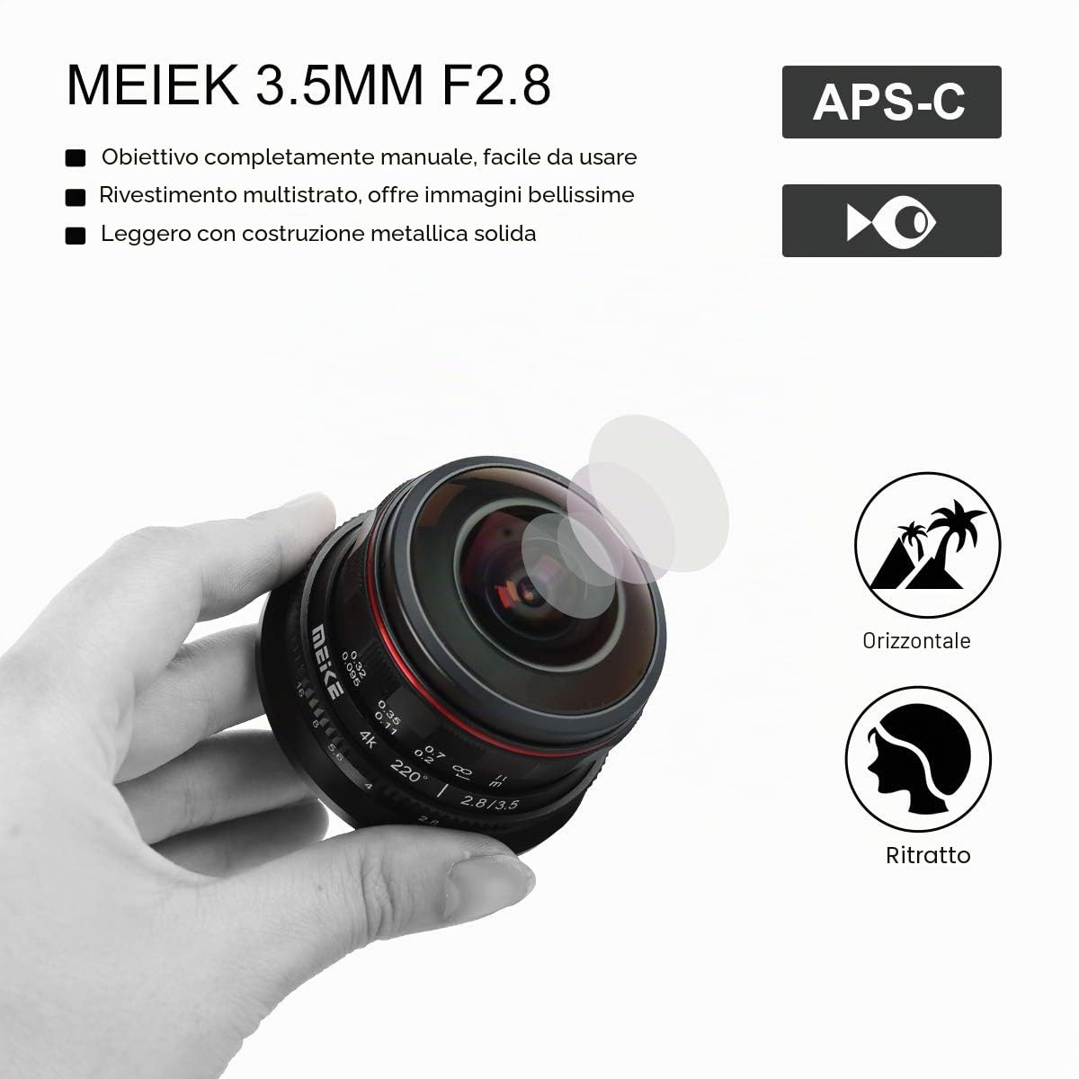 Meike MK-3.5mm f2.8 Ultra Wide Circular Fisheye Lens for Olympus Panasonic Lumix MFT Micro 4/3 Mount Mirrorless Camera