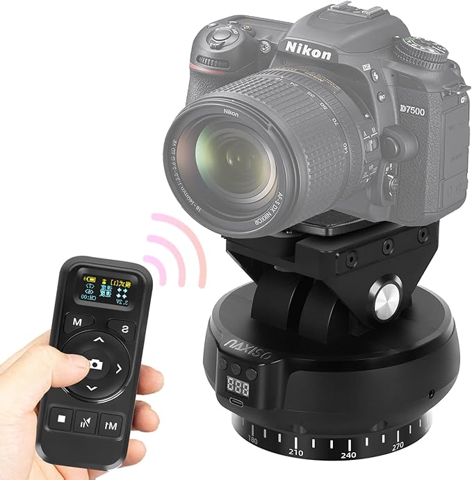 Motorized Tripod Head, pan tilt camera mount, Automatic Rotating