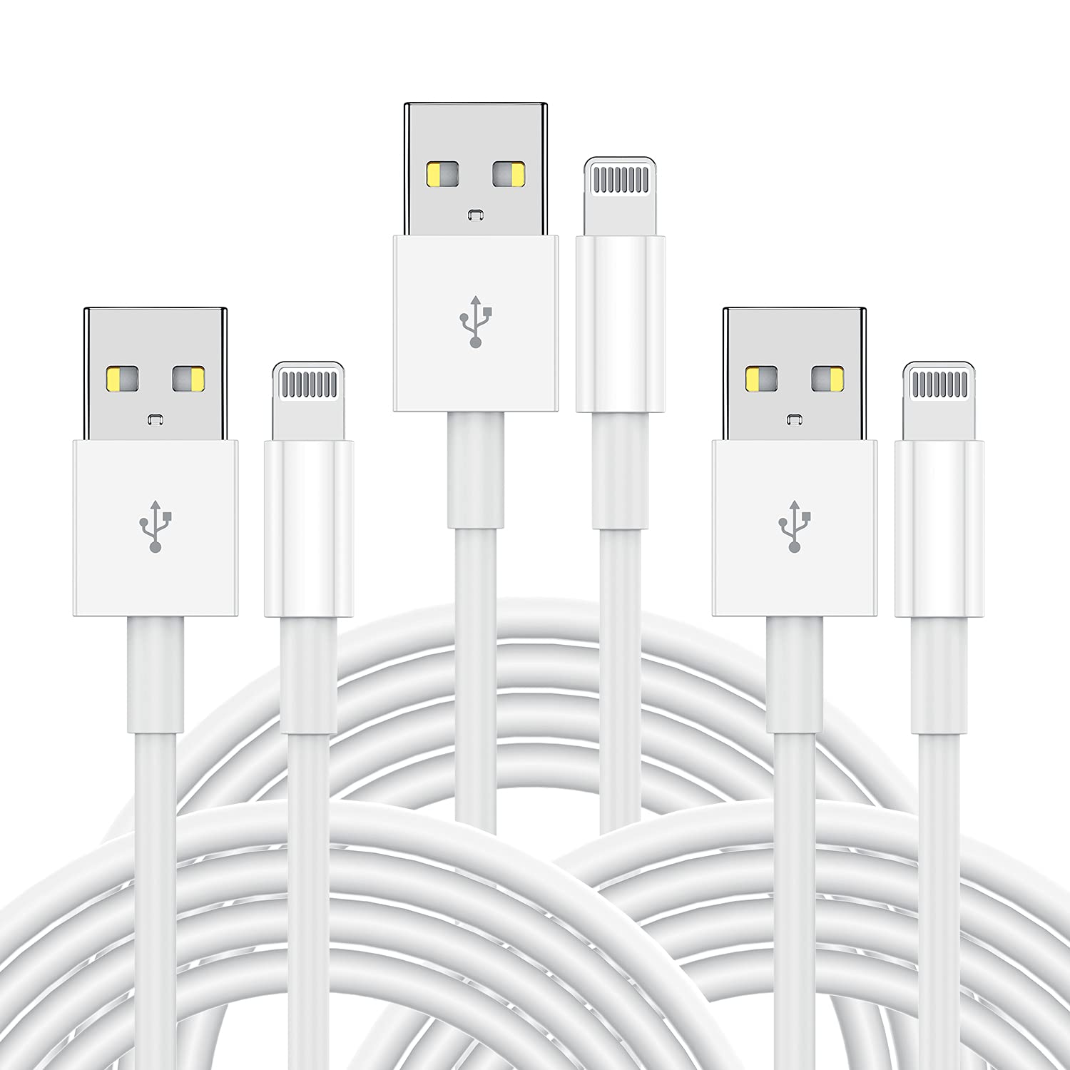 3Pack 2M iPhone Charger Cable, [ Apple MFi Certified ] 6ft Lightning to