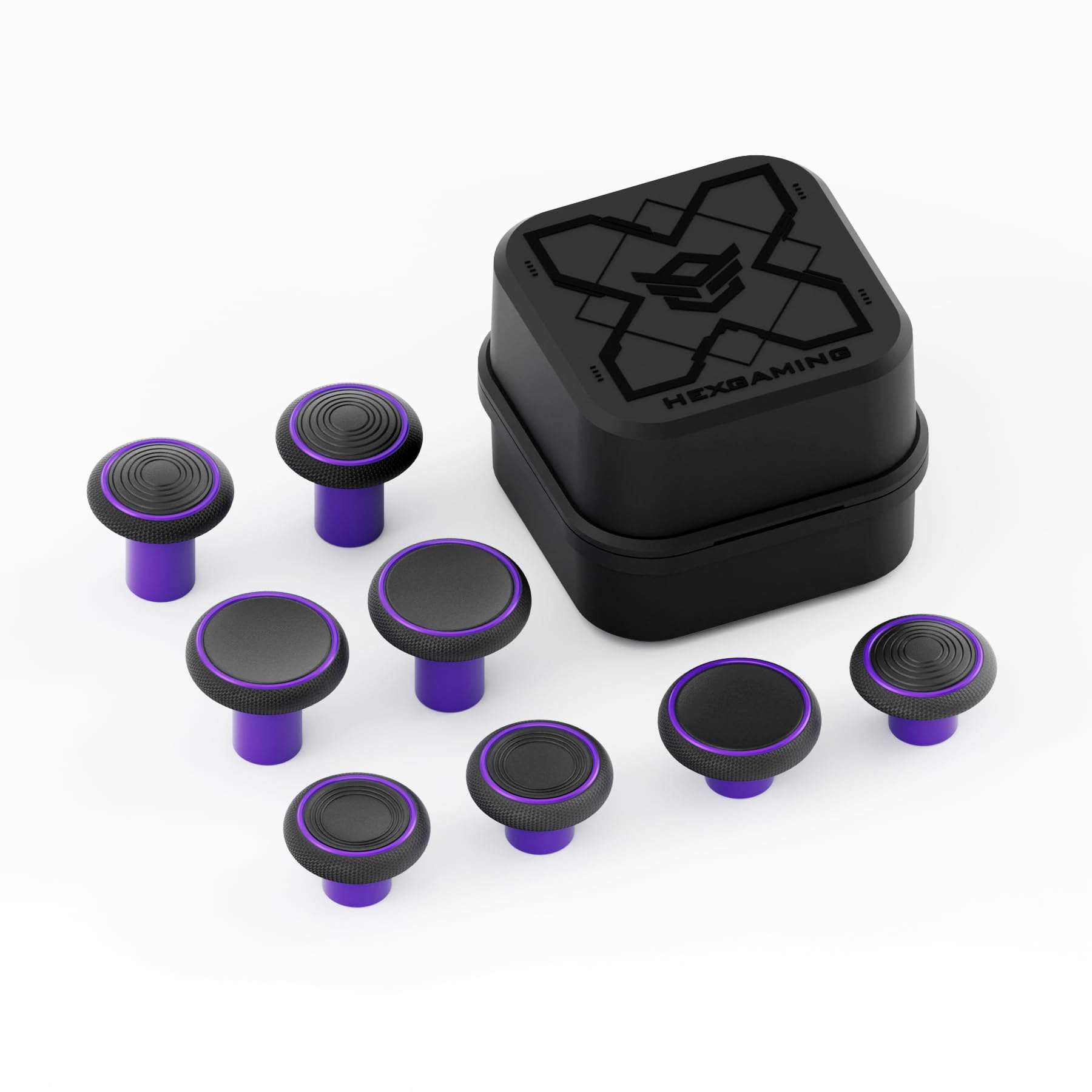 HEXGAMING Replacement Thumbsticks 2 Height Domed & Concave Grips for Phantom and Ultimate pro Controllers - Base Part is NOT Included - Purple
