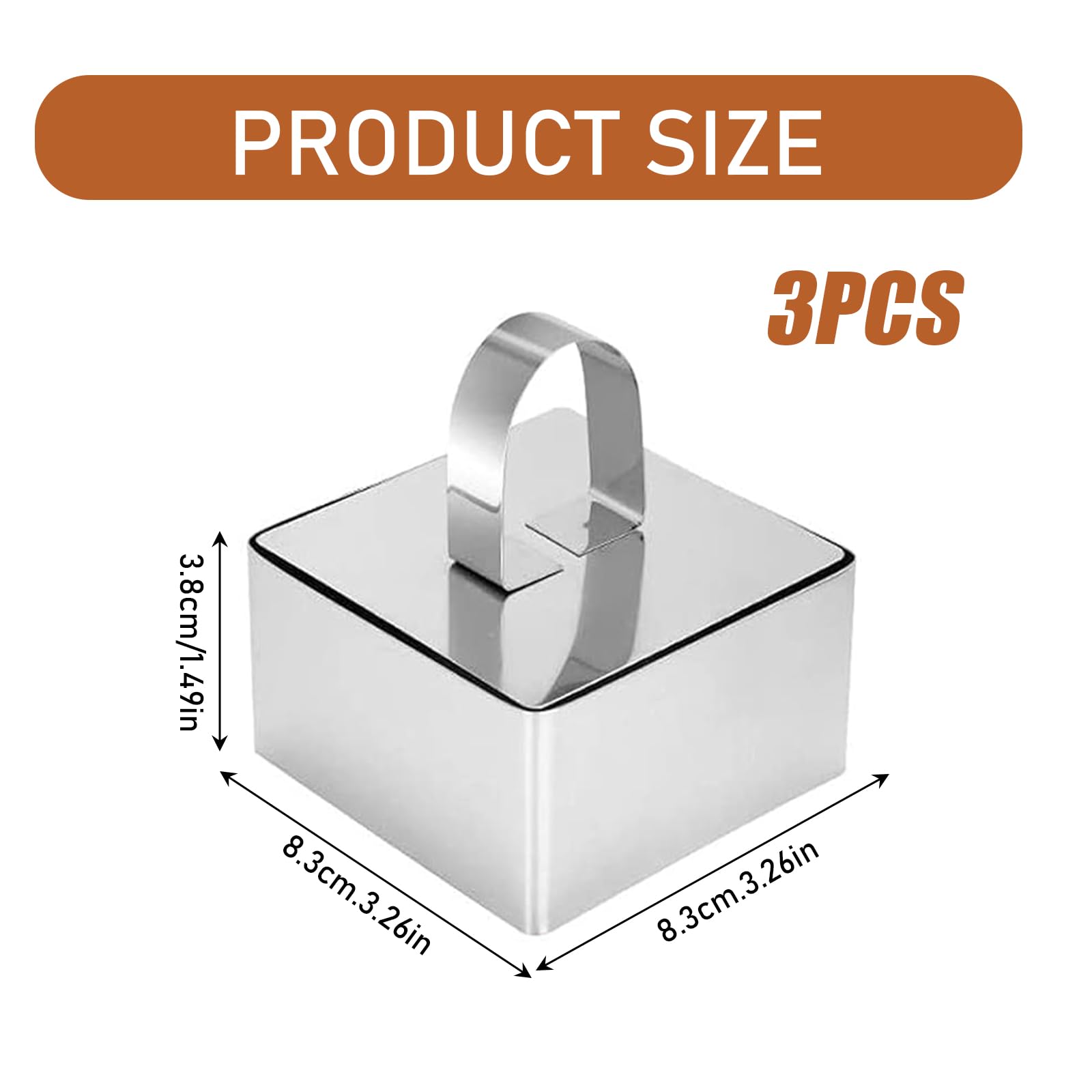 6 Anelli Da Dessert Quadrati - Acciaio Inox 8cm, Con Coperchio, Per Torte E Mousse - Foto 6