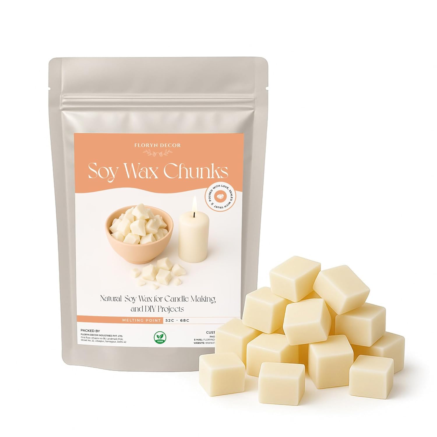 100% Pure Soy Wax for Candle Making | Natural Soy Wax | Vegetable Wax for Candle Making (Pack of 1 Kg)