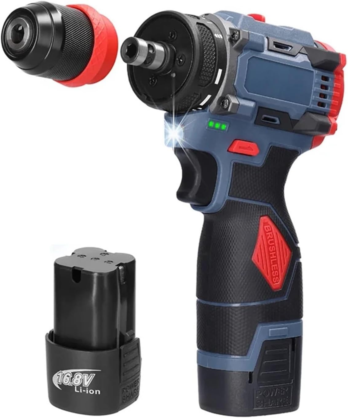 B23B 16.8V 2-In-1 Lithium Drill Electric Screwdriver Multi-Function Power Tool 45Nm Torque Brushless Motor Screw Driver
