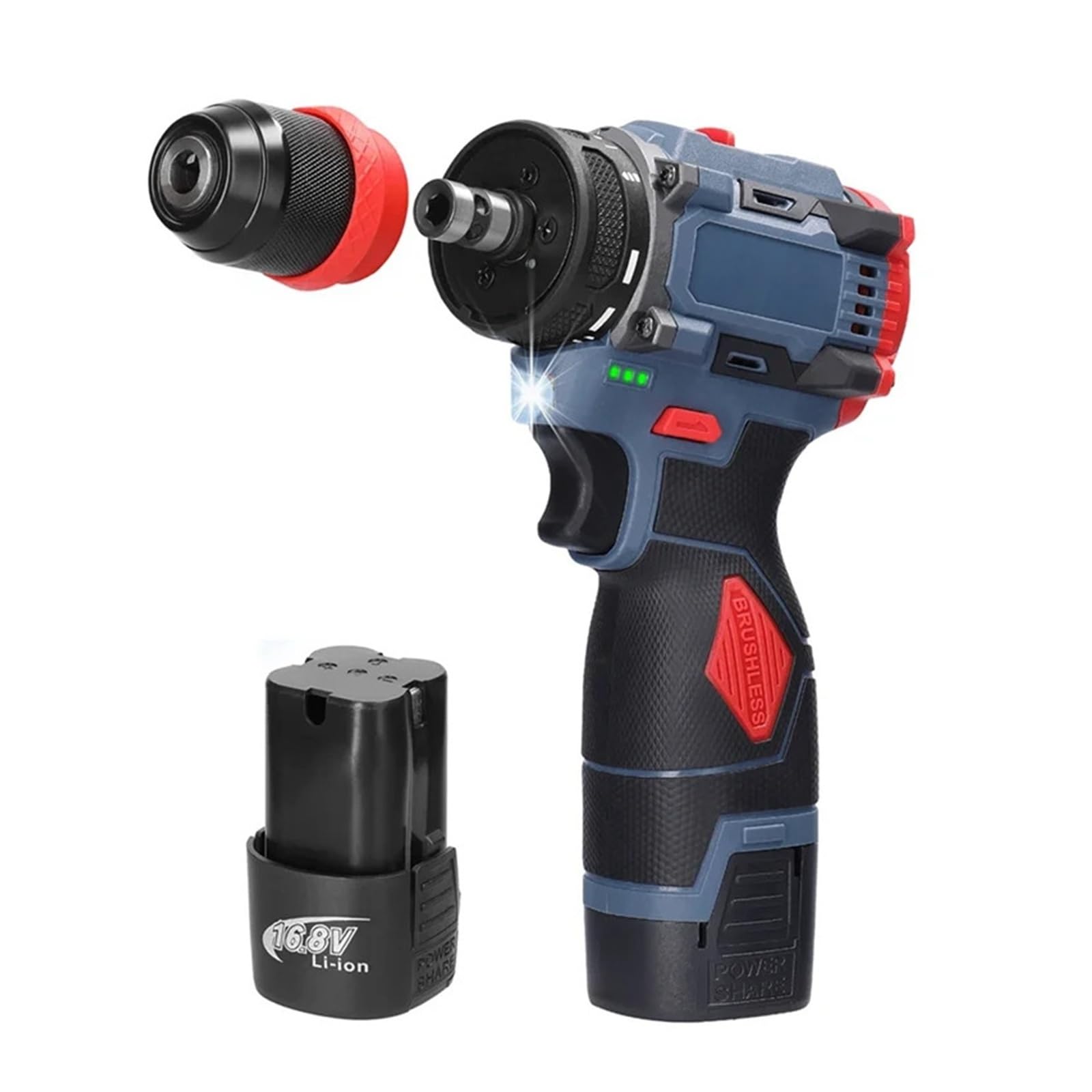 B23B 16 8V 2-In-1 Lithium Drill Electric Screwdriver Multi-Function Power Tool 45Nm Torque Brushless Motor Screw Driver