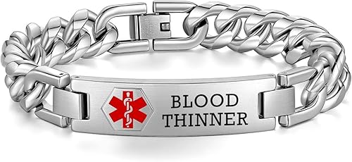 Miniatura 72 de Pulseras médicas de alerta ajustables AOAMID para hombres, pulseras de acero inoxidable para mujeres con grabado gratis