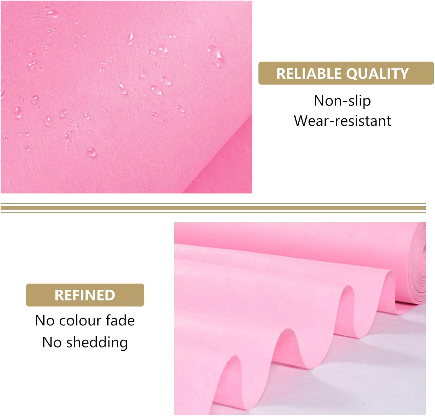 Pink Event Carpet Runners, 2mm Thick Polyester Wedding Aisle Runner Rug, Outdoor Non-Slip Runner Mat for Wedding Ceremony Church Party Walkway Decoration (Size : 1x50m)