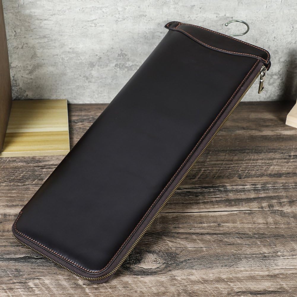 Porta Cravatte in Pelle con Gancio, Borsa Portatile per Due Cravatte, Ideale per Viaggi d'Affari E per L'uso Quotidiano.
