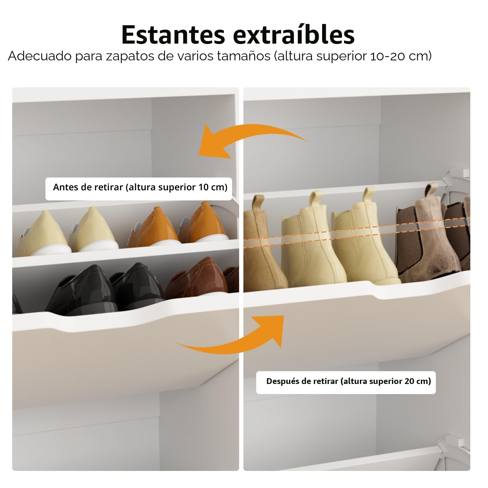 VOWNER Zapatero Entrada Recibidor, Zapatero Estrecho Blanco con 4 Puertas, 105 x 24 x 100 cm (Largo x Ancho x Alto), Madera, con Compartimento, para Entrada Estrecha, Pasillo