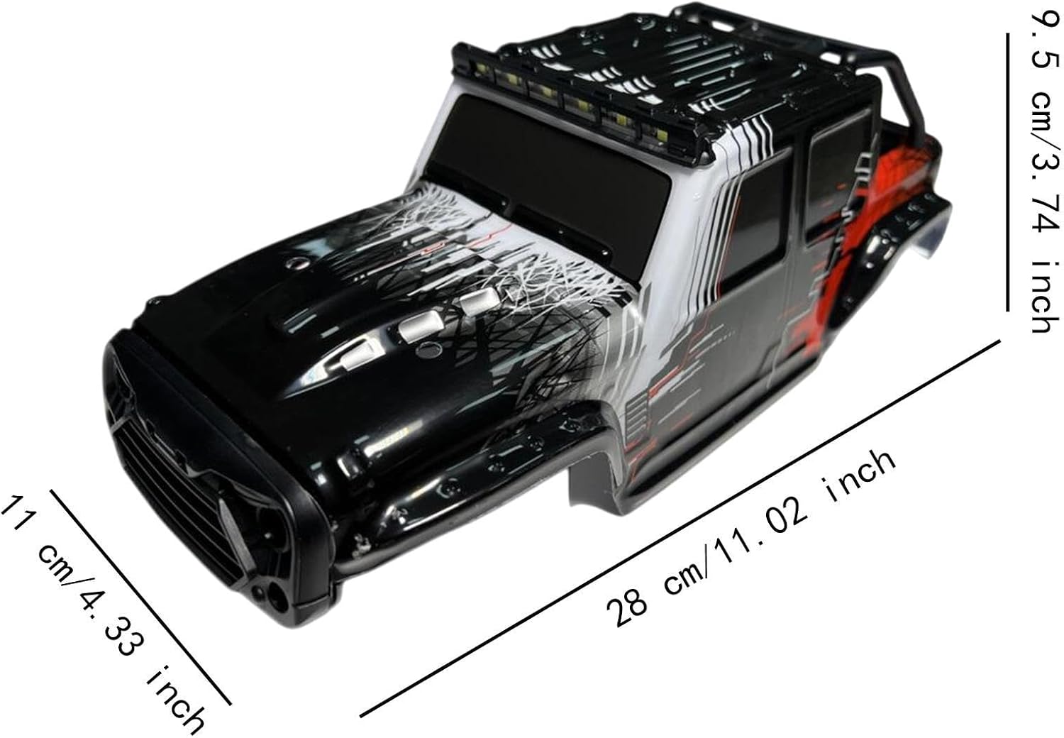 Colaxi 1/14 RC Car Body Shell Remote Control Vehicle Cover Modification DIY Hobby Toy Vehicle Accs RC Car Body Accessories for 16102, Black red