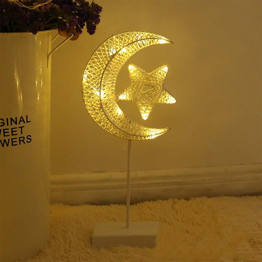 UonlytechStar Moon Shaped Table Lamp,Portable Decorative Mood Light,Battery Operated Party Prop Night Light for Christmas Party Birthday Wedding Festival(Without Battery)