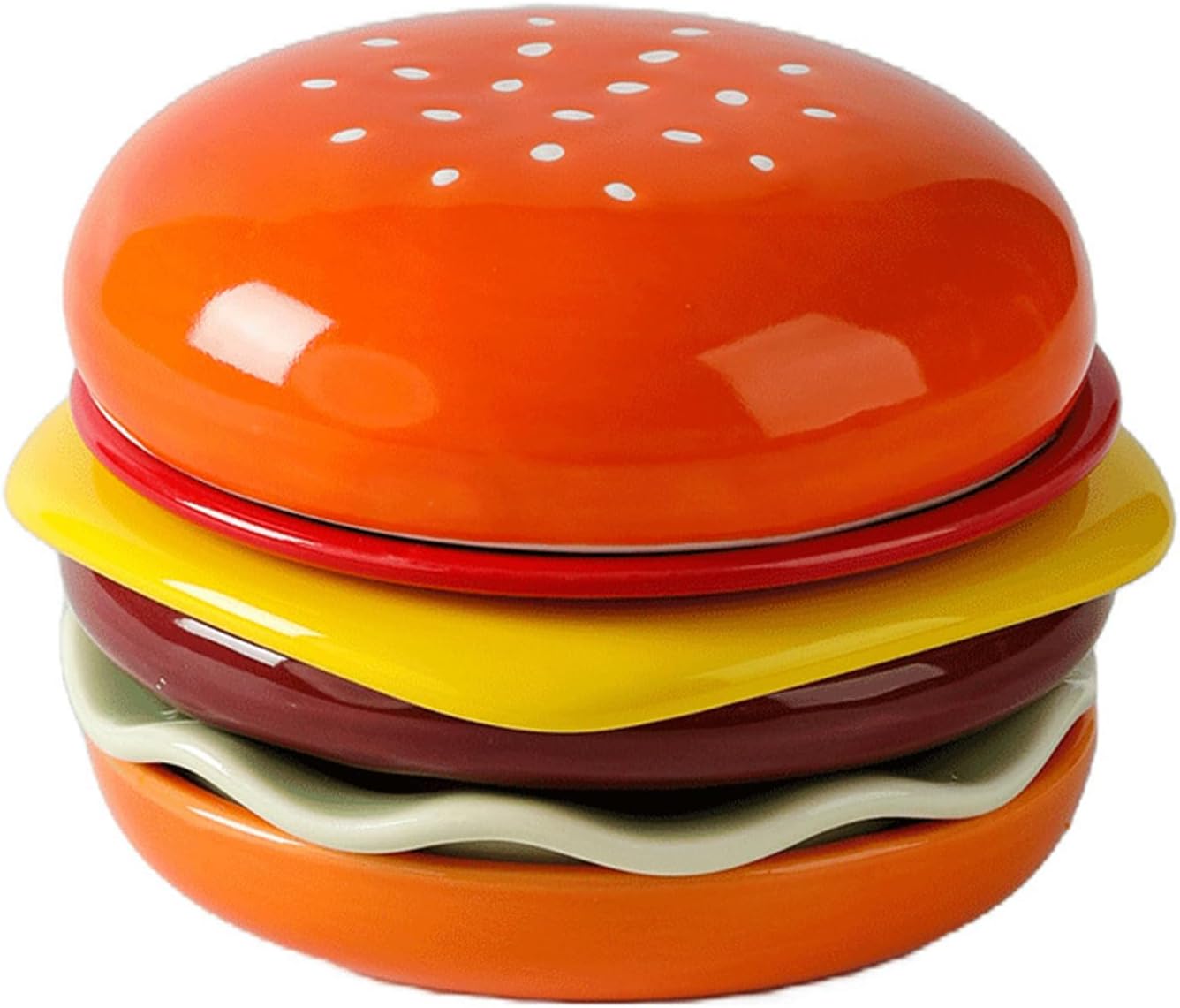 Ceramic Burger Plates Set 6, 3.9x3.3in,Stackable Dip Bowls, Hamburger-Shaped Sauce Dishes, For Sushi, Snacks, BBQ, Parties, Home