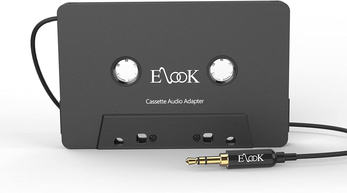 Adaptador auxiliar de casete para automóvil con conector para auriculares de 3,5 mm, negro | para teléfonos, reproductores MP3, etc.
