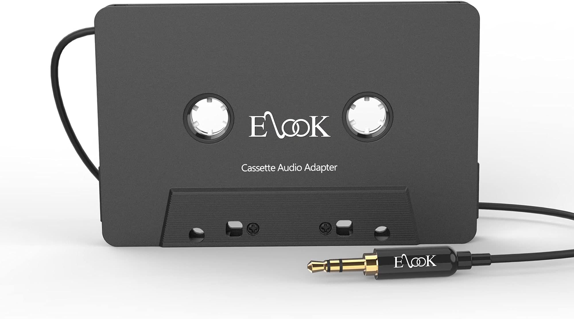 Elook Car Cassette Aux Adapter, 3.5mm Universal Audio Cable Tape Adapter for Car, Phone, MP3 ect. (Black)